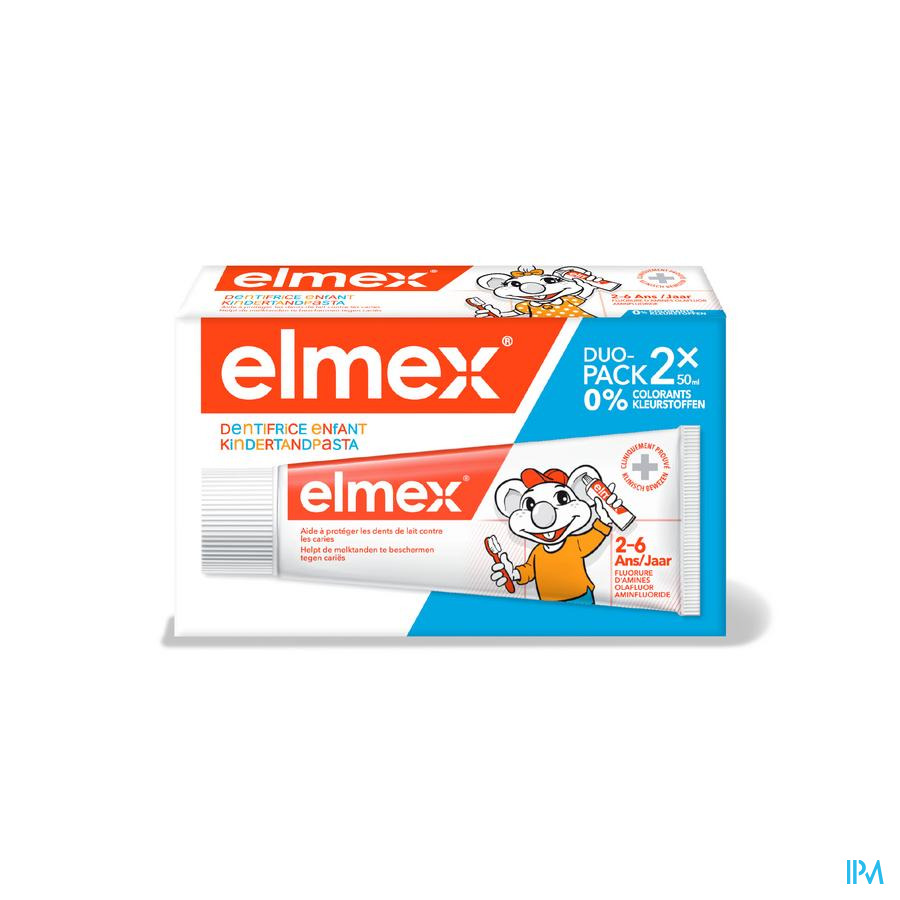 Elmex Dentifrice Enfant 2-6 Ans 2x50ml