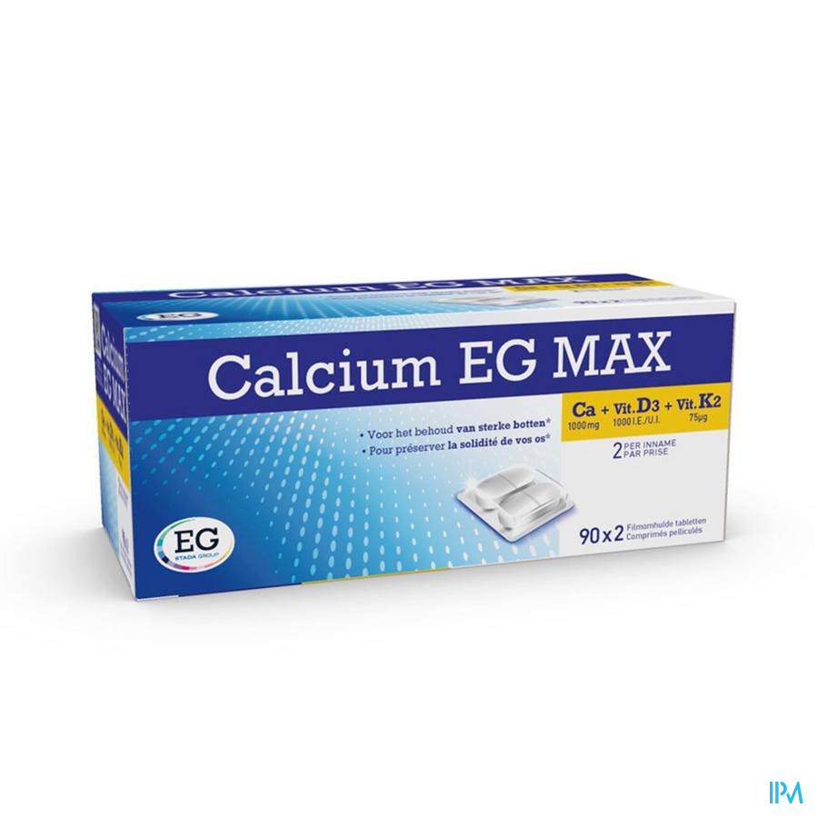 Calcium EG Max K2 1G/1000Ui/75Mcg Comp Pell 90X2