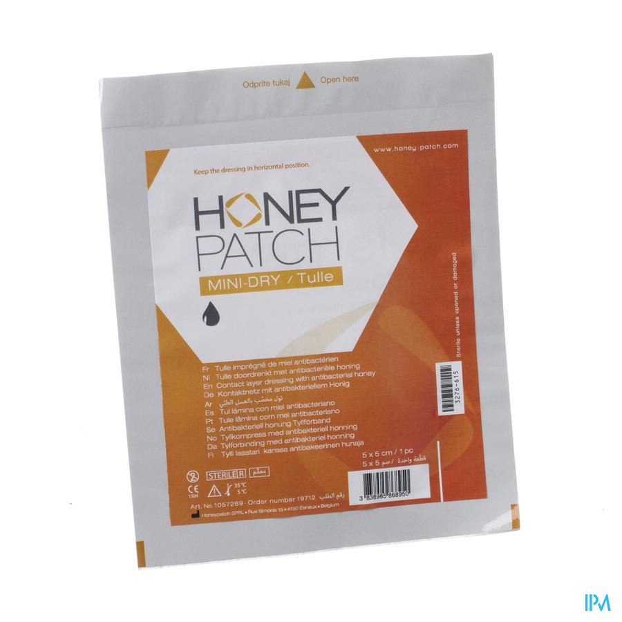 Honeypatch Mini-dry/tulle Pans Alg. Ster 5x5cm